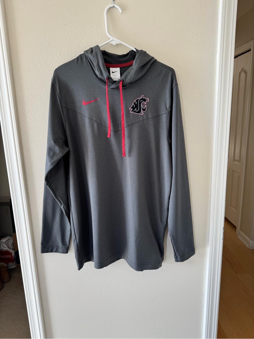 WSU Cougars Men's Medium Gray Dri Fit Hoodie Hooded Performance Shirt